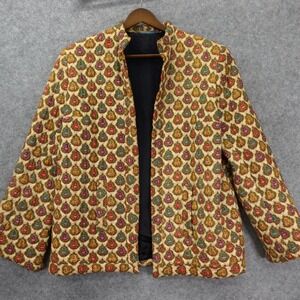 Vintage Valdrome Quilted Jacket Womens 44 XL Boho Folk Paisley Luxury FRANCE